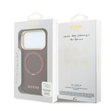 Apple iPhone 18 Pro Max Kılıf Guess Orjinal Lisanslı M-safe Şarj Özellikli 360 Derece Dönebilen Standlı PU Metal Yazı Logolu Kapak