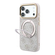 Apple iPhone 18 Pro Max Kılıf Guess Orjinal Lisanslı M-safe Şarj Özellikli 4G Desenli 360 Derece Dönebilen Standlı Metal Yazı Logolu Kapak