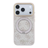 Apple iPhone 18 Pro Max Kılıf Guess Orjinal Lisanslı M-safe Şarj Özellikli 4G Desenli 360 Derece Dönebilen Standlı Metal Yazı Logolu Kapak
