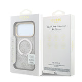 Apple iPhone 18 Pro Max Kılıf Guess Orjinal Lisanslı M-safe Şarj Özellikli 4G Desenli 360 Derece Dönebilen Standlı Metal Yazı Logolu Kapak