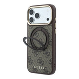 Apple iPhone 18 Pro Max Kılıf Guess Orjinal Lisanslı M-safe Şarj Özellikli 4G Desenli 360 Derece Dönebilen Standlı Metal Yazı Logolu Kapak
