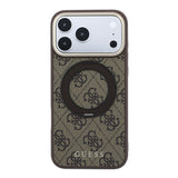 Apple iPhone 18 Pro Max Kılıf Guess Orjinal Lisanslı M-safe Şarj Özellikli 4G Desenli 360 Derece Dönebilen Standlı Metal Yazı Logolu Kapak