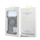 Apple iPhone 18 Pro Max Kılıf Guess Orjinal Lisanslı M-safe Şarj Özellikli 4G Desenli 360 Derece Dönebilen Standlı Metal Yazı Logolu Kapak