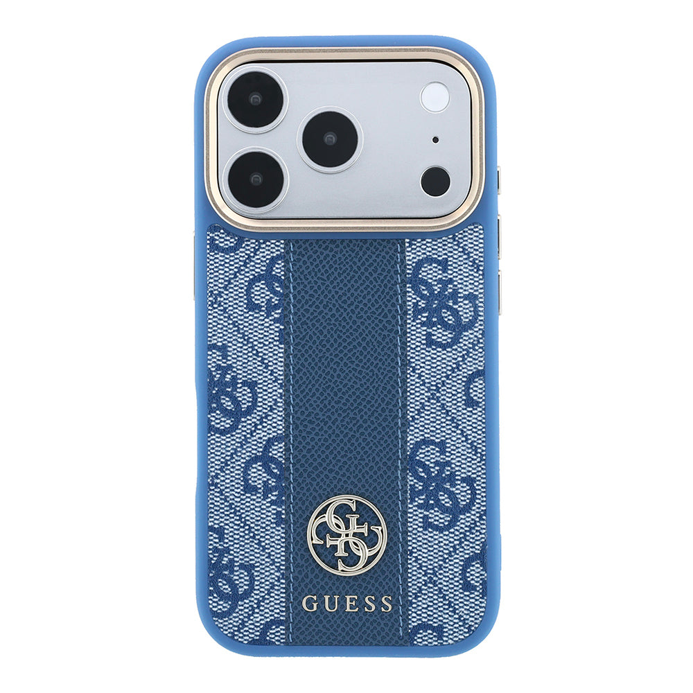 Apple iPhone 18 Pro Max Kılıf Guess Orjinal Lisanslı M-safe Şarj Özellikli Deri 4G Desenli Şeritli Yazı Logolu Kapak