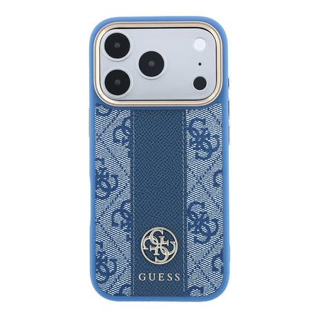 Apple iPhone 18 Pro Max Kılıf Guess Orjinal Lisanslı M-safe Şarj Özellikli Deri 4G Desenli Şeritli Yazı Logolu Kapak