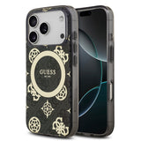 Apple iPhone 18 Pro Max Kılıf Guess Orjinal Lisanslı M-safe Şarj Özellikli IML Peony ve 4G Desenli Klasik Logolu Kapak