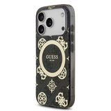 Apple iPhone 18 Pro Max Kılıf Guess Orjinal Lisanslı M-safe Şarj Özellikli IML Peony ve 4G Desenli Klasik Logolu Kapak