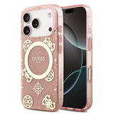Apple iPhone 18 Pro Max Kılıf Guess Orjinal Lisanslı M-safe Şarj Özellikli IML Peony ve 4G Desenli Klasik Logolu Kapak