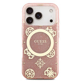 Apple iPhone 18 Pro Max Kılıf Guess Orjinal Lisanslı M-safe Şarj Özellikli IML Peony ve 4G Desenli Klasik Logolu Kapak
