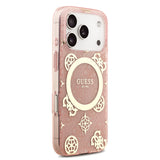 Apple iPhone 18 Pro Max Kılıf Guess Orjinal Lisanslı M-safe Şarj Özellikli IML Peony ve 4G Desenli Klasik Logolu Kapak