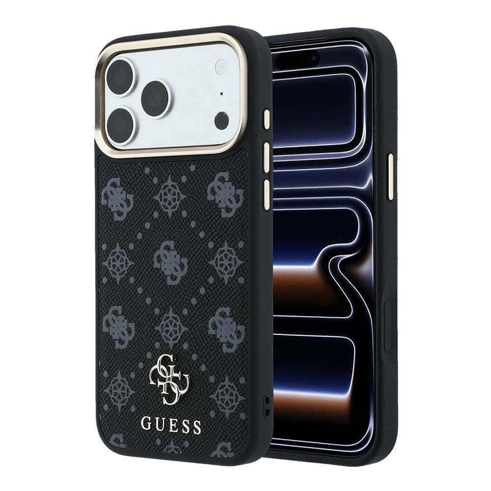 Apple iPhone 18 Pro Max Kılıf Guess Orjinal Lisanslı M-safe Şarj Özellikli Klasik Yazı ve 4G Logolu PU Deri Peony Kapak