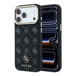 Apple iPhone 18 Pro Max Kılıf Guess Orjinal Lisanslı M-safe Şarj Özellikli Klasik Yazı ve 4G Logolu PU Deri Peony Kapak
