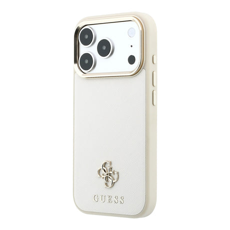 Apple iPhone 18 Pro Max Kılıf Guess Orjinal Lisanslı M-safe Şarj Özellikli Klasik Yazı ve 4G Logolu PU Deri Saffiano Kapak