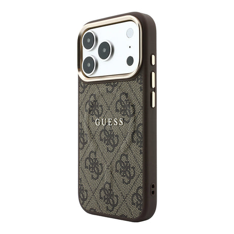 Apple iPhone 18 Pro Max Kılıf Guess Orjinal Lisanslı M-safe Şarj Özellikli Metal Kamera Çerçeveli C-Magnet 4G Desenli Yazı Logolu Kapak