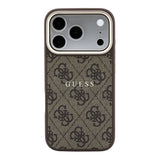 Apple iPhone 18 Pro Max Kılıf Guess Orjinal Lisanslı M-safe Şarj Özellikli Metal Kamera Çerçeveli C-Magnet 4G Desenli Yazı Logolu Kapak