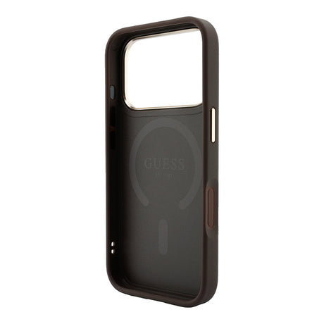 Apple iPhone 18 Pro Max Kılıf Guess Orjinal Lisanslı M-safe Şarj Özellikli Metal Kamera Çerçeveli C-Magnet 4G Desenli Yazı Logolu Kapak