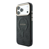 Apple iPhone 18 Pro Max Kılıf Guess Orjinal Lisanslı M-safe Şarj Özellikli Metal Kamera Çerçeveli C-Magnet 4G Desenli Yazı Logolu Kapak