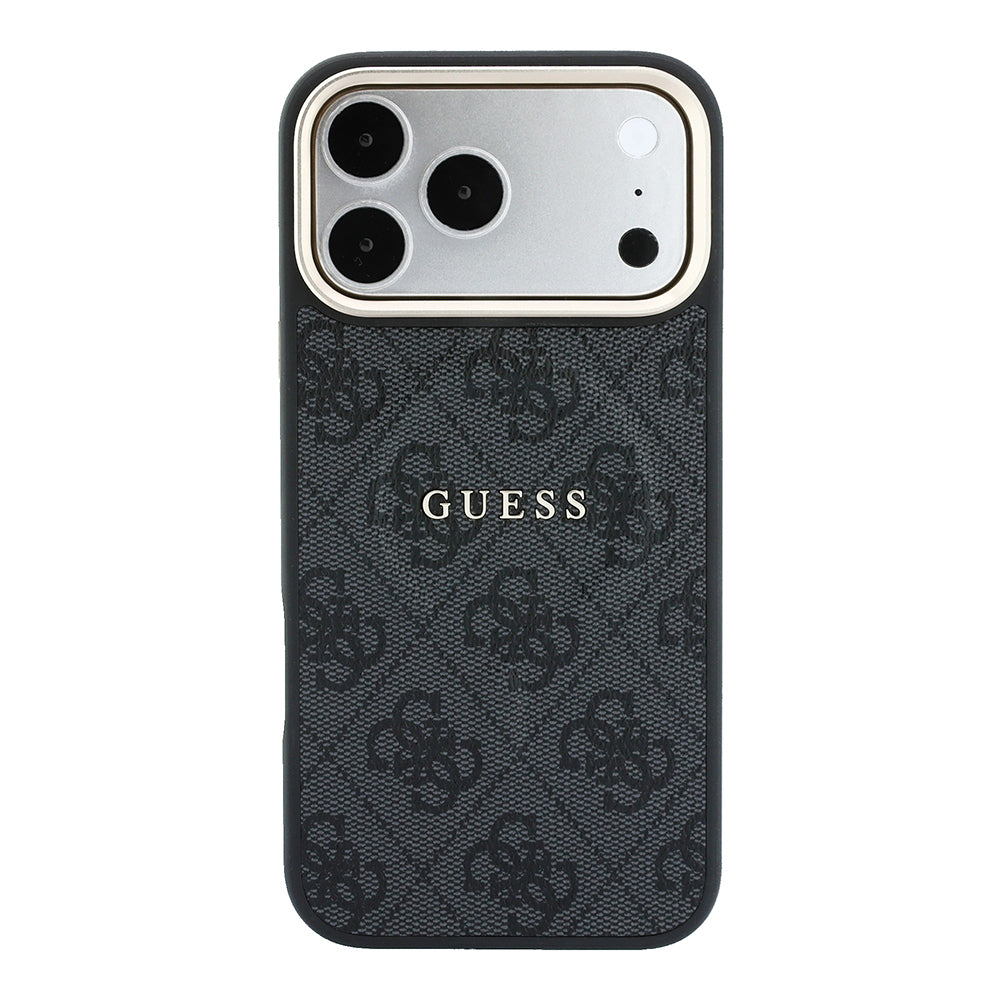 Apple iPhone 18 Pro Max Kılıf Guess Orjinal Lisanslı M-safe Şarj Özellikli Metal Kamera Çerçeveli C-Magnet 4G Desenli Yazı Logolu Kapak