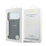 Apple iPhone 18 Pro Max Kılıf Guess Orjinal Lisanslı M-safe Şarj Özellikli Metal Kamera Çerçeveli C-Magnet 4G Desenli Yazı Logolu Kapak