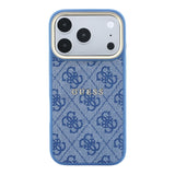 Apple iPhone 18 Pro Max Kılıf Guess Orjinal Lisanslı M-safe Şarj Özellikli Metal Kamera Çerçeveli C-Magnet 4G Desenli Yazı Logolu Kapak