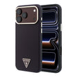 Apple iPhone 18 Pro Max Kılıf Guess Orjinal Lisanslı M-safe Şarj Özellikli PU Metal Üçgen Logolu Karbon Fiber Kevlar Kapak