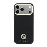 Apple iPhone 18 Pro Max Kılıf Guess Orjinal Lisanslı M-safe Şarj Özellikli PU Taşlı Metal 4G ve Yazı Logolu Kapak