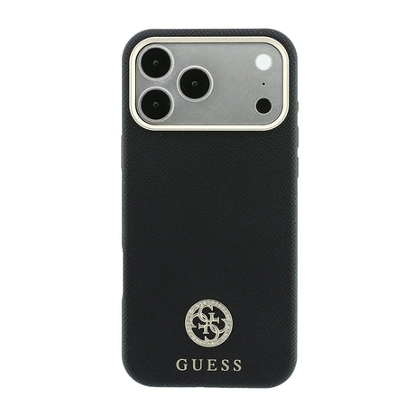 Apple iPhone 18 Pro Max Kılıf Guess Orjinal Lisanslı M-safe Şarj Özellikli PU Taşlı Metal 4G ve Yazı Logolu Kapak