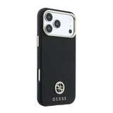 Apple iPhone 18 Pro Max Kılıf Guess Orjinal Lisanslı M-safe Şarj Özellikli PU Taşlı Metal 4G ve Yazı Logolu Kapak