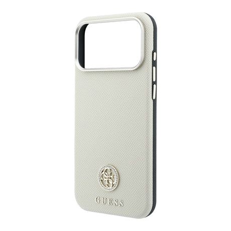 Apple iPhone 18 Pro Max Kılıf Guess Orjinal Lisanslı M-safe Şarj Özellikli PU Taşlı Metal 4G ve Yazı Logolu Kapak
