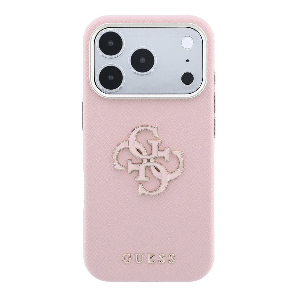 Apple iPhone 18 Pro Max Kılıf Guess Orjinal Lisanslı M-safe Şarj Özellikli PU Yazı ve 4G Büyük Metal Logolu Kapak