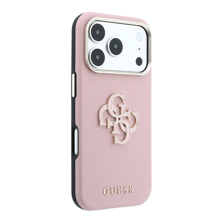Apple iPhone 18 Pro Max Kılıf Guess Orjinal Lisanslı M-safe Şarj Özellikli PU Yazı ve 4G Büyük Metal Logolu Kapak