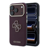 Apple iPhone 18 Pro Max Kılıf Guess Orjinal Lisanslı M-safe Şarj Özellikli PU Yazı ve 4G Büyük Metal Logolu Kapak