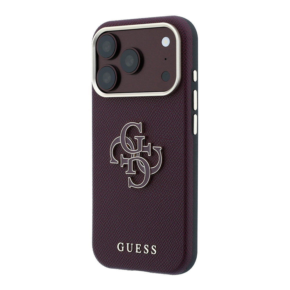 Apple iPhone 18 Pro Max Kılıf Guess Orjinal Lisanslı M-safe Şarj Özellikli PU Yazı ve 4G Büyük Metal Logolu Kapak