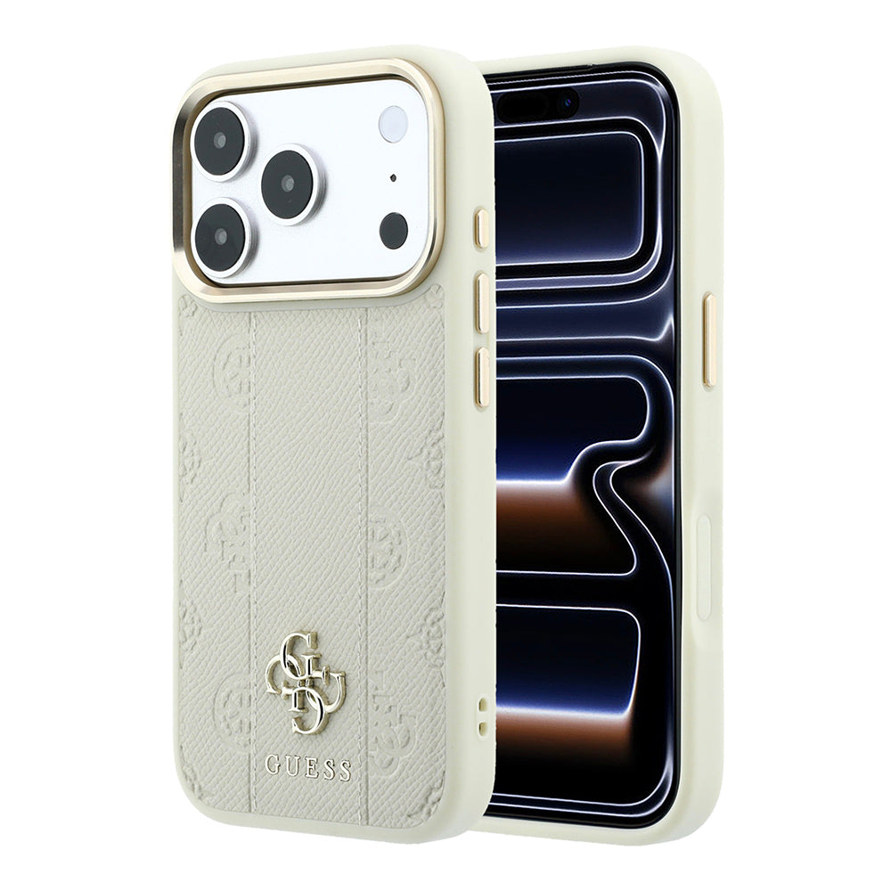 Apple iPhone 18 Pro Max Kılıf Guess Orjinal Lisanslı M-safe Şarj Özellikli Şeritli Peony 4G ve Yazı Logolu Kapak