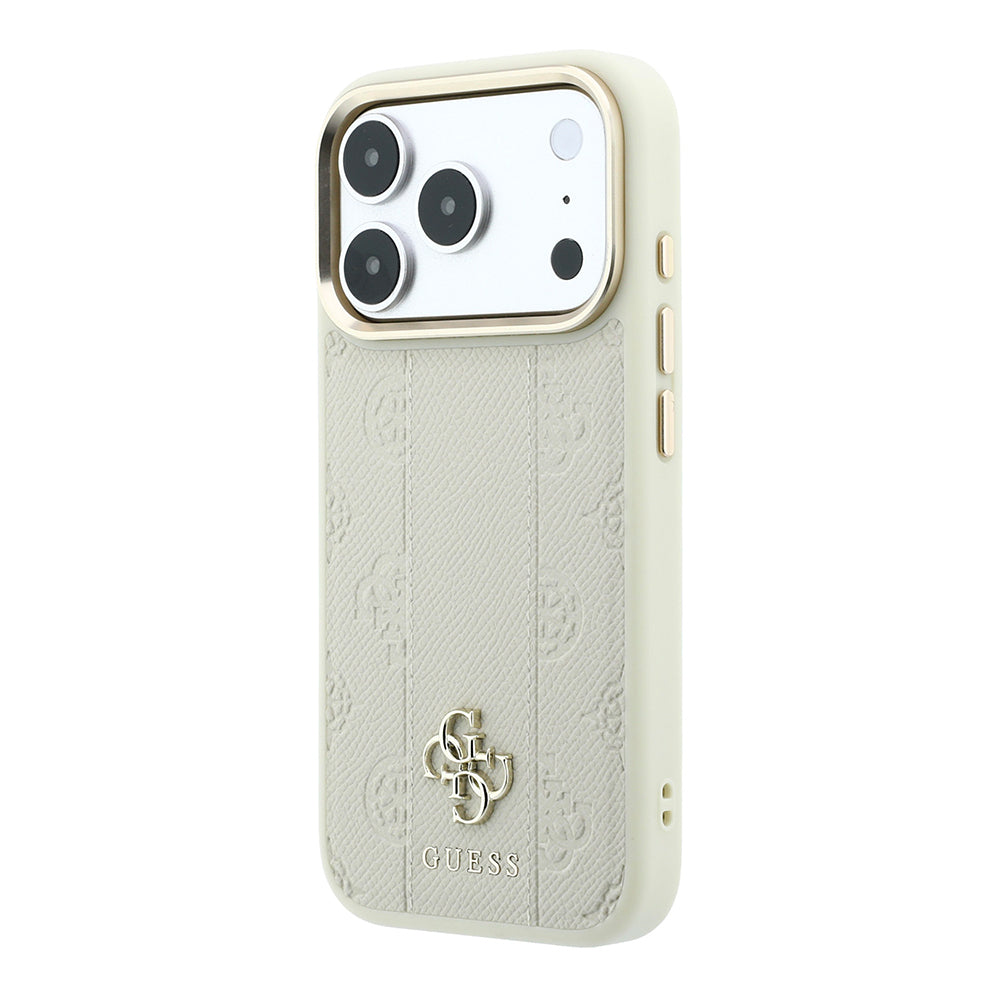 Apple iPhone 18 Pro Max Kılıf Guess Orjinal Lisanslı M-safe Şarj Özellikli Şeritli Peony 4G ve Yazı Logolu Kapak