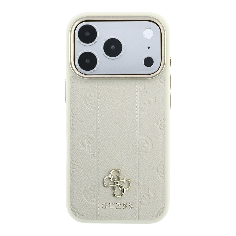 Apple iPhone 18 Pro Max Kılıf Guess Orjinal Lisanslı M-safe Şarj Özellikli Şeritli Peony 4G ve Yazı Logolu Kapak