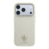Apple iPhone 18 Pro Max Kılıf Guess Orjinal Lisanslı M-safe Şarj Özellikli Şeritli Peony 4G ve Yazı Logolu Kapak
