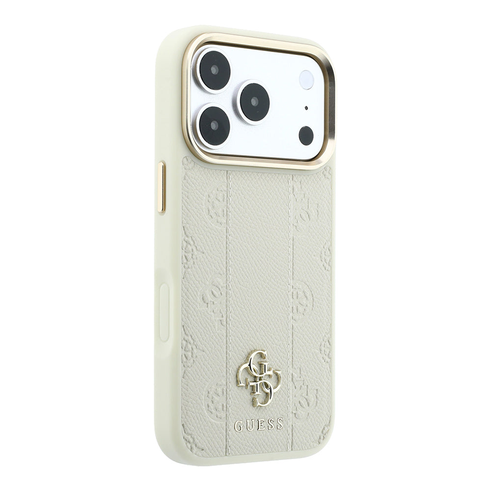 Apple iPhone 18 Pro Max Kılıf Guess Orjinal Lisanslı M-safe Şarj Özellikli Şeritli Peony 4G ve Yazı Logolu Kapak