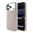 Apple iPhone 18 Pro Max Kılıf Guess Orjinal Lisanslı M-safe Şarj Özellikli Sıcak Baskılı Yazı Logolu C-Magnet PU Deri Peony Kapak
