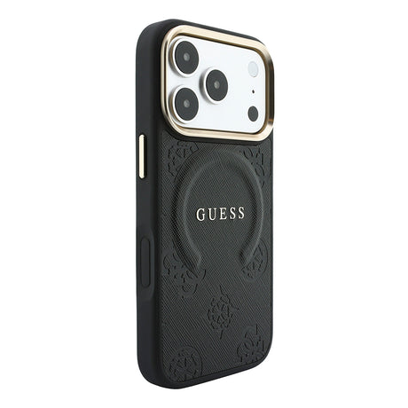Apple iPhone 18 Pro Max Kılıf Guess Orjinal Lisanslı M-safe Şarj Özellikli Sıcak Baskılı Yazı Logolu C-Magnet PU Deri Peony Kapak