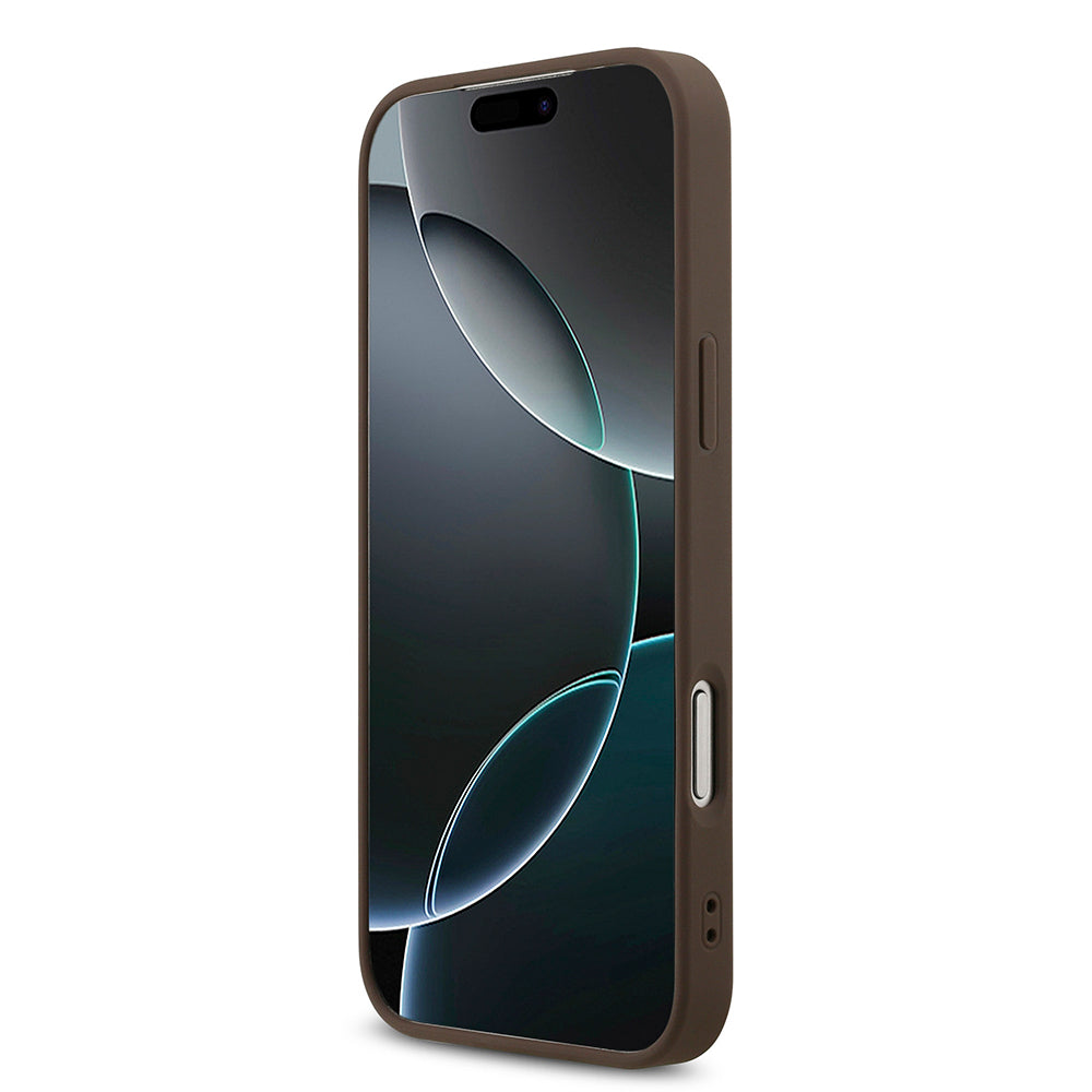 Apple iPhone 18 Pro Max Kılıf Guess Orjinal Lisanslı M-safe Şarj Özllikli PU Deri Taşlı Üçgen Logo 4G Desenli Strass Kapak