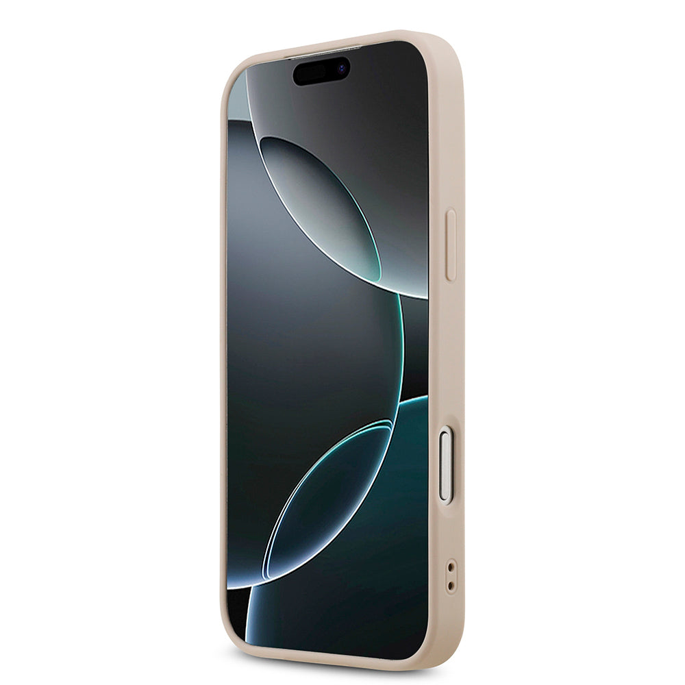 Apple iPhone 18 Pro Max Kılıf Guess Orjinal Lisanslı M-safe Şarj Özllikli PU Deri Taşlı Üçgen Logo 4G Desenli Strass Kapak