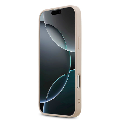 Apple iPhone 18 Pro Max Kılıf Guess Orjinal Lisanslı M-safe Şarj Özllikli PU Deri Taşlı Üçgen Logo 4G Desenli Strass Kapak