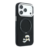 Apple iPhone 18 Pro Max Kılıf Karl Lagerfeld Orjinal Lisanslı M-Safe Şarj Özellikli K&C Heads Pin Metal Logolu PU 360 Derece Dönebilen Standlı Kapak