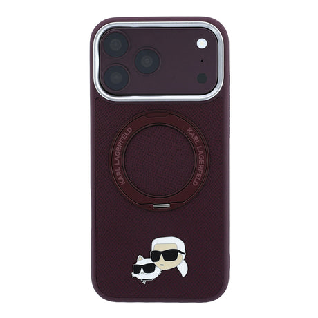 Apple iPhone 18 Pro Max Kılıf Karl Lagerfeld Orjinal Lisanslı M-Safe Şarj Özellikli K&C Metal Logolu PU 360 Derece Dönebilen Standlı Kapak