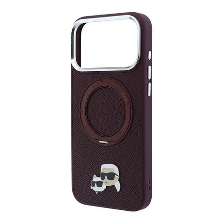 Apple iPhone 18 Pro Max Kılıf Karl Lagerfeld Orjinal Lisanslı M-Safe Şarj Özellikli K&C Metal Logolu PU 360 Derece Dönebilen Standlı Kapak