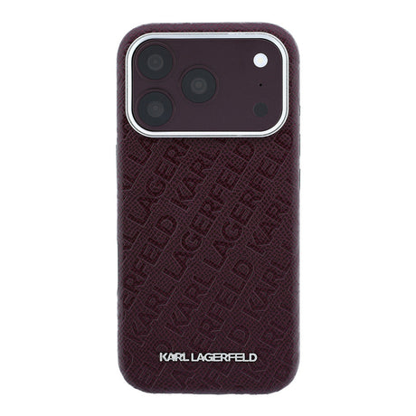 Apple iPhone 18 Pro Max Kılıf Karl Lagerfeld Orjinal Lisanslı PU Deri Damgalı Metal Yazı Logolu Grained Kapak