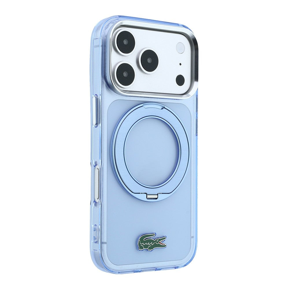 Apple iPhone 18 Pro Max Kılıf Lacoste Orjinal Lisanslı M-safe Şarj Özellikli 360 Derece Dönebilen Standlı İkonik Timsah Logolu Kapak