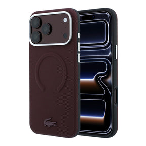 Apple iPhone 18 Pro Max Kılıf Lacoste Orjinal Lisanslı M-safe Şarj Özellikli Halka Tasarımlı Petit Pike Metal Logolu Kapak
