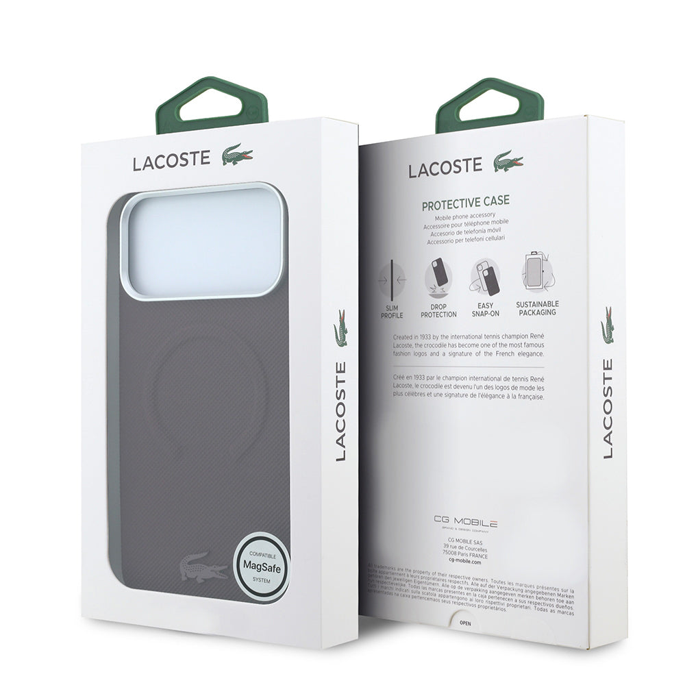 Apple iPhone 18 Pro Max Kılıf Lacoste Orjinal Lisanslı M-safe Şarj Özellikli Halka Tasarımlı Petit Pike Metal Logolu Kapak